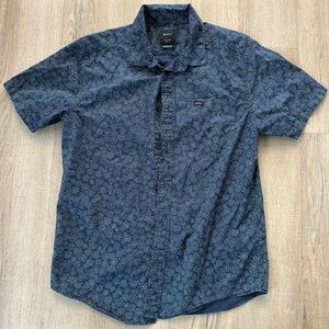 RVCA Men's Navy Floral Button Down Shirt